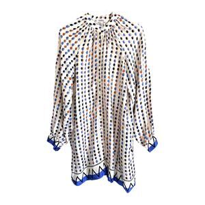 LemLem Meaza Printed Mini Shirt Dress Long Sleeve Button Small Boho Chic Resort